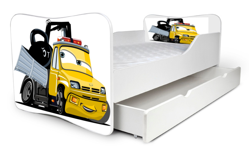 Detská posteľ Truck žltý + šuflík